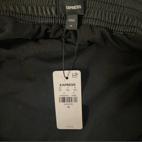 Express Faux Leather Mini Skater Skirt – Drawstring Waist, Side Pockets - Picture 7 of 9